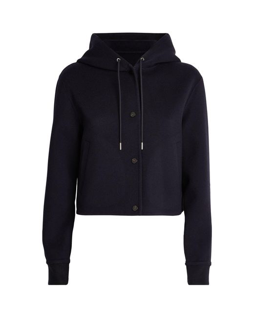 Theory Blue Wool-cashmere Hooded Jacket