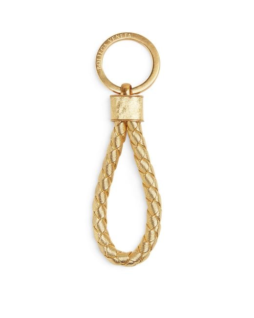 Bottega Veneta Metallic Leather Intreccio Keyring