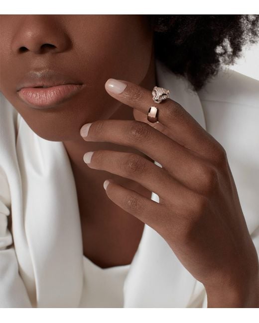 Cartier White And Diamond Massai Panthère De Ring