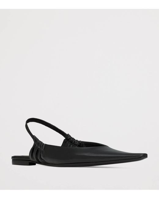 Saint Laurent Black Leather Anne-Marie Slingback Flats
