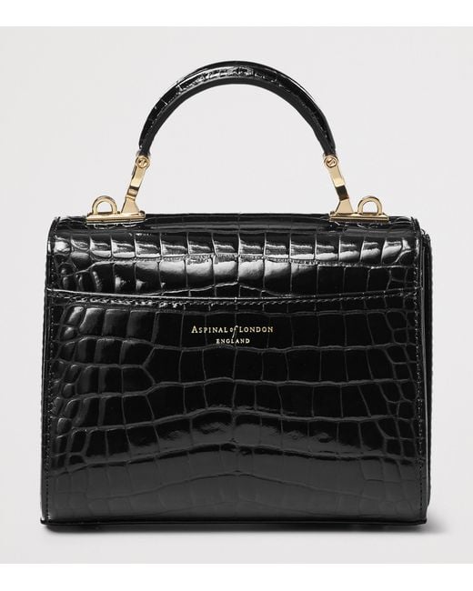 Aspinal Black Mini Leather Mayfair Top-Handle Bag