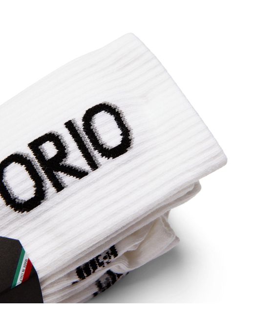 Emporio Armani White Cotton-blend Logo Socks (pack Of 3) for men