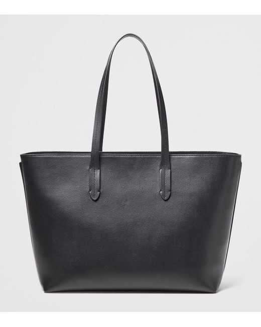 Aspinal Black Leather East West Tote Bag