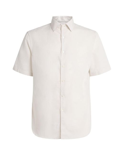 Canali White Cotton-Lyocell Short-Sleeve Shirt for men