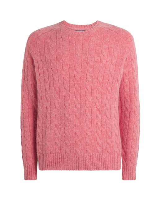 Polo Ralph Lauren Pink Wool-Blend Suede-Patch Sweater for men