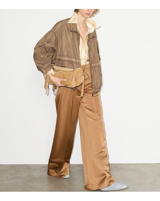 MAX&Co. Natural Satin Wide-Leg Trousers