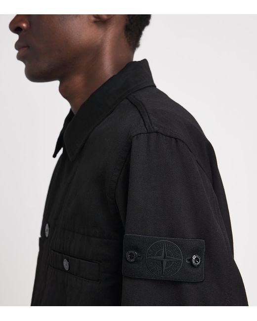 Stone Island Black Virgin Wool-Cotton Gabardine-Tc_S.I. Ghost Jacket for men