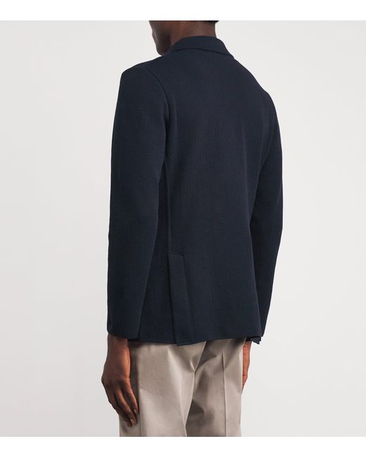 Lardini Blue Knitted Double-Breasted Blazer for men