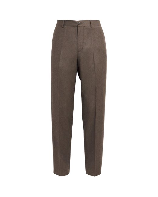 Pal Zileri Gray Virgin Wool-Cashmere Flat Front Trousers for men