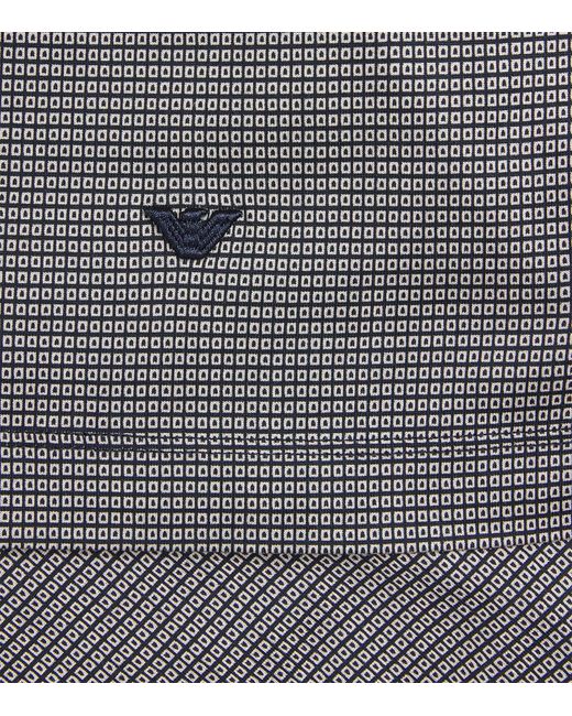 Emporio Armani Gray Lyocell-Cotton Micro-Print Polo Shirt for men