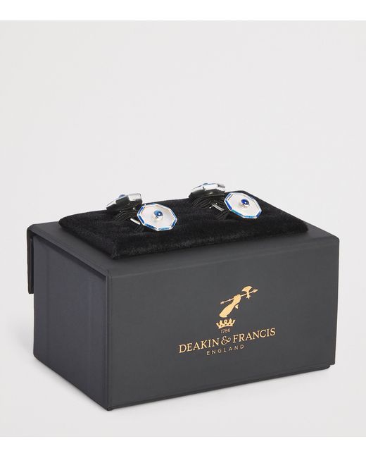 Deakin & Francis Blue Sterling, Mother-Of-Pearl And Sapphire Cufflinks for men