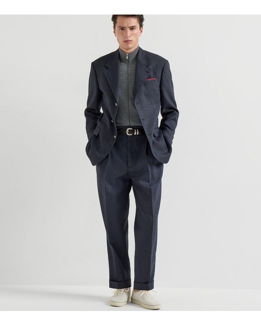 Brunello Cucinelli Gray Cashmere-Silk Cardigan for men