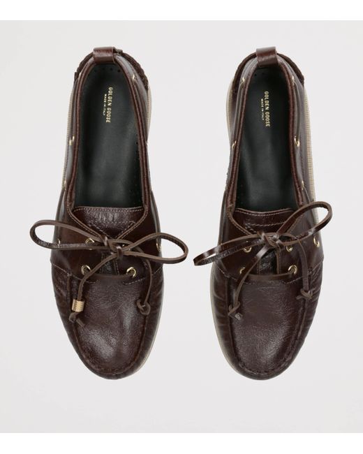 Golden Goose Deluxe Brand Brown Leather Boat Shoes for men