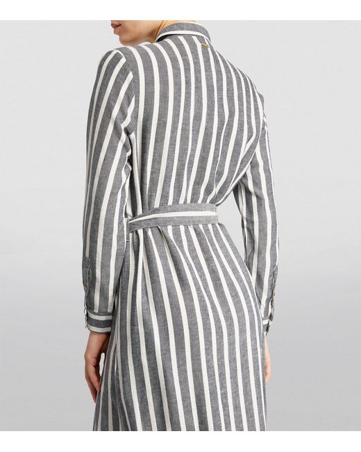 Barbour White Annalise Striped Shirtdress
