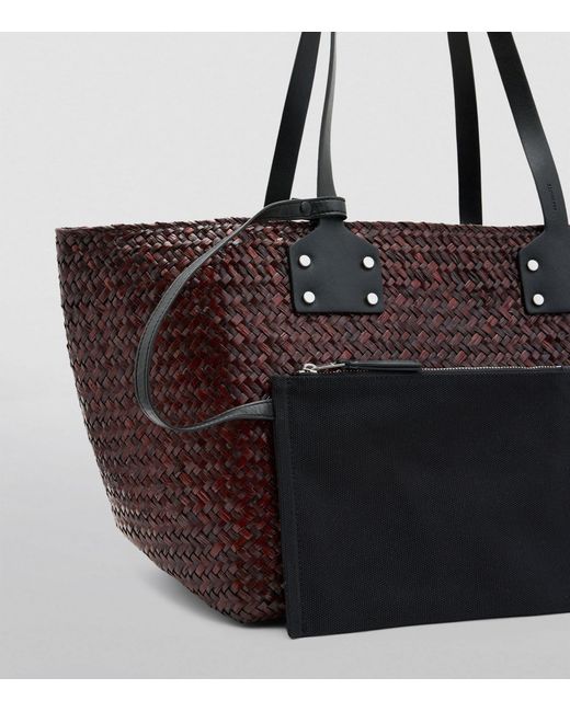 AllSaints Red Straw Mosley Tote Bag