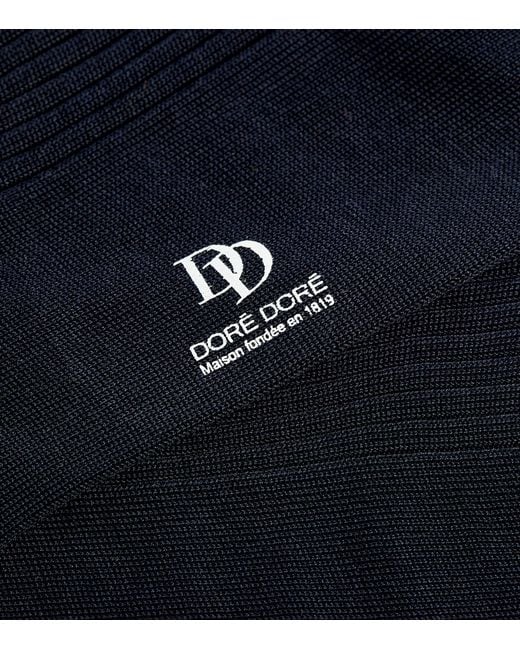 Doré Doré Black Cotton Rib-Knit Socks for men