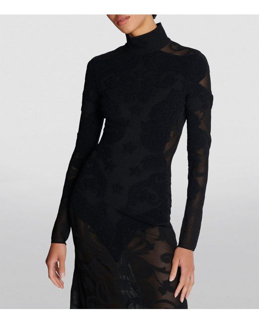 Balmain Black High-neck Jacquard Dress