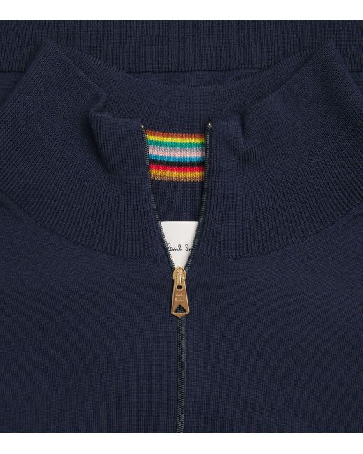 Paul Smith Blue Merino Half-Zip Sweater for men