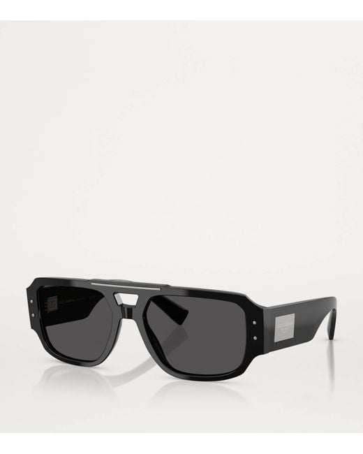 Dolce & Gabbana Black Acetate Pilot Sunglasses for men