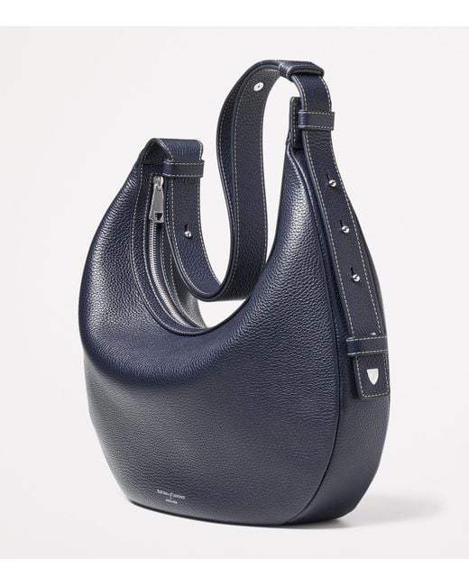Aspinal Blue Large Soho Crescent Cross-Body Bag
