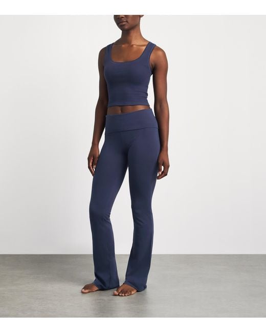 Skims Blue Cotton Jersey Foldover Trousers