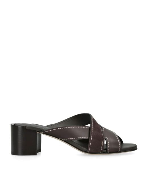 Tod's Brown Suede T-Strap Heeled Mules 55