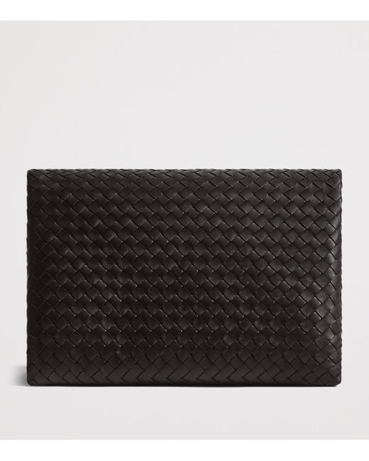 Bottega Veneta Black Leather Giornale Pouch