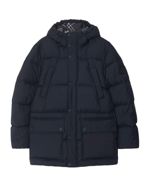Burberry Blue Hooded Down Puffer Jacket for men