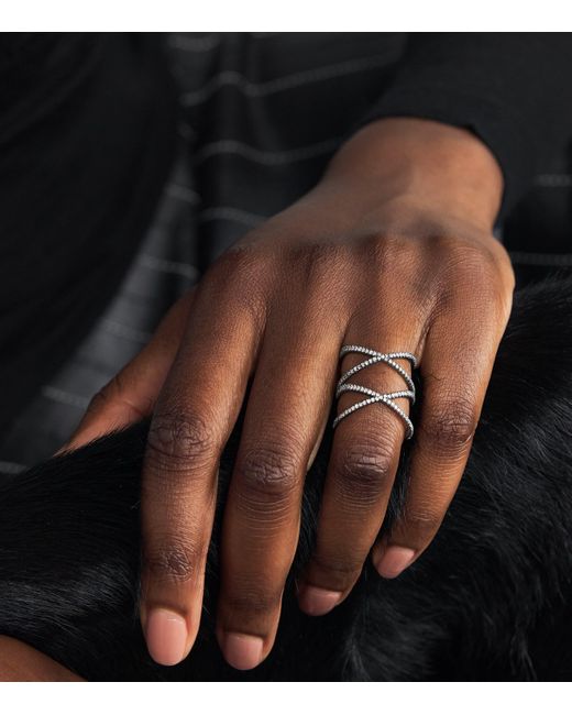 Eva Fehren Metallic Blackened And Diamond Xx Ring