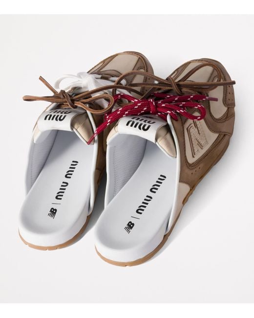 Miu Miu Pink X New Balance Leather 530 Sl Mules