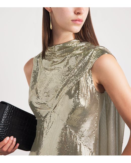 Rabanne Metallic Chainmail Draped Blouse