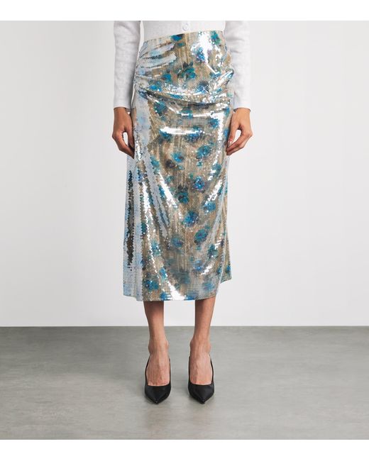 Tory Burch Blue Sequin Midi Skirt