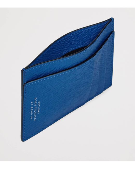 Smythson Blue Panama Leather Compact Card Holder for men