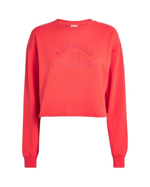 ADANOLA Red Cropped Raw-Hem Sweatshirt