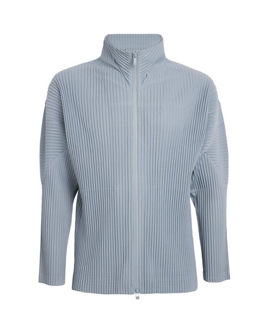 Homme Plissé Issey Miyake Gray Pleated Zip-Up Cardigan for men