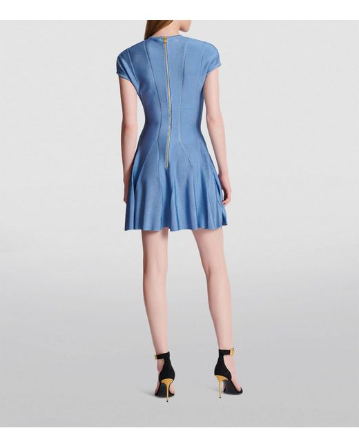 Balmain Blue Fine-knit 6-button Dress