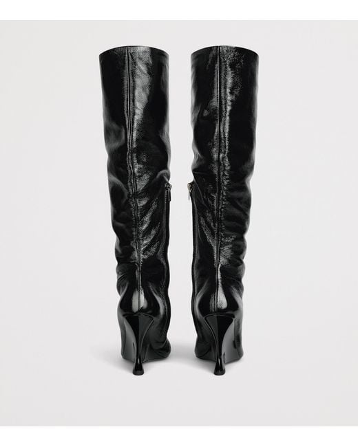 Balmain Black Leather Wedge Ankle Boots