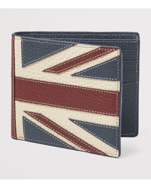 Aspinal Red Leather Union Jack Bifold Wallet for men