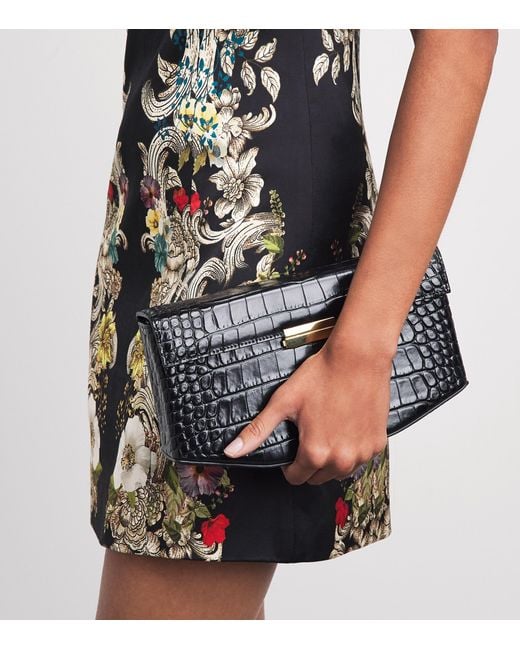 Alice + Olivia Black Satin Renee Mini Dress