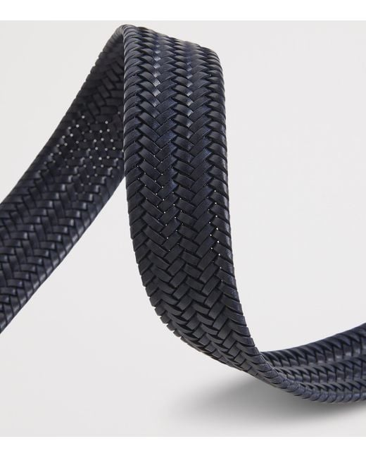Emporio Armani Blue Leather Woven Belt for men