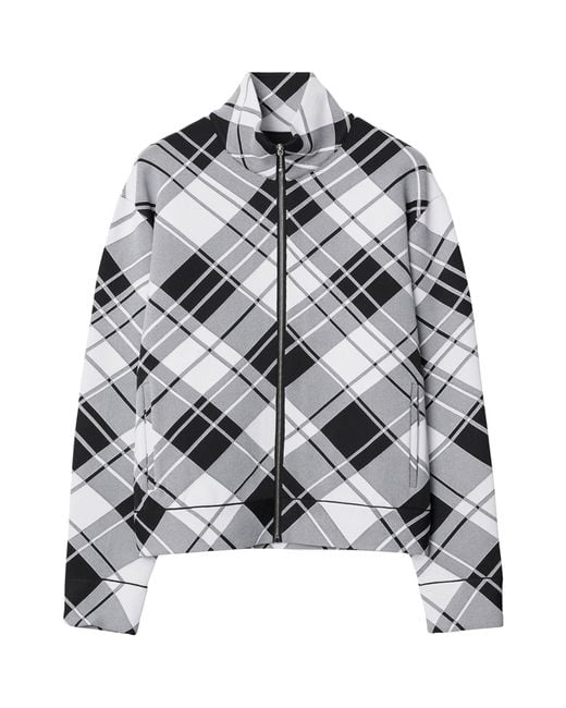Burberry Gray Check Zip-up Jacket for men