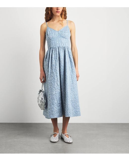 Sandro Blue Sequinned Midi Dress