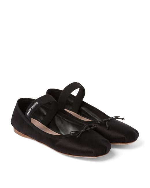Miu Miu Black Satin Ballet Flats