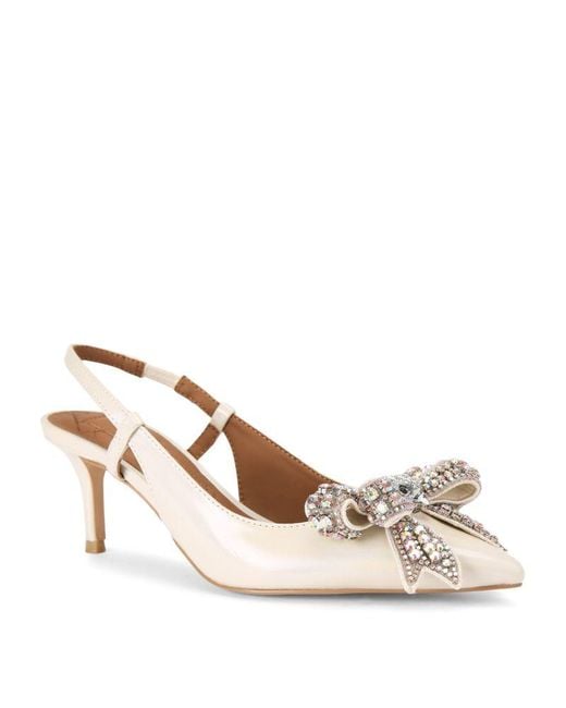 Kurt Geiger Natural Leather Bow-Embellished Belgravia Slingback Heels