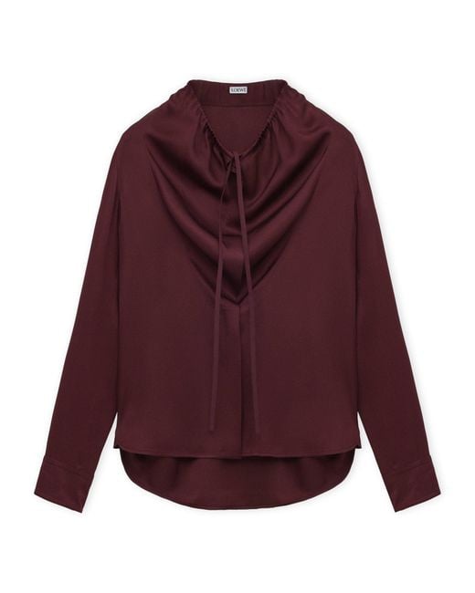 Loewe Red Silk-Blend Satin Blouse