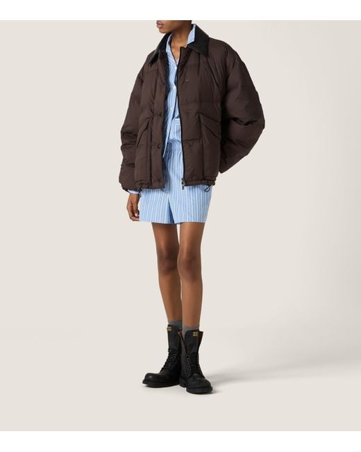 Miu Miu Brown Down Technical Pongé Puffer Jacket