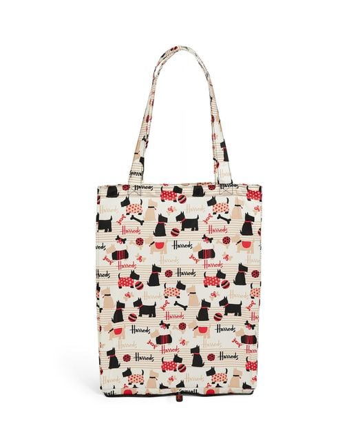 Harrods White Recycled Scottie Dog Pocket Shopper Bag