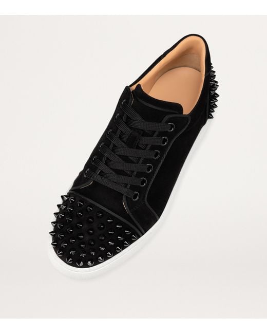 Christian Louboutin Black Vieira 2 Spikes Suede Low-Top Sneakers