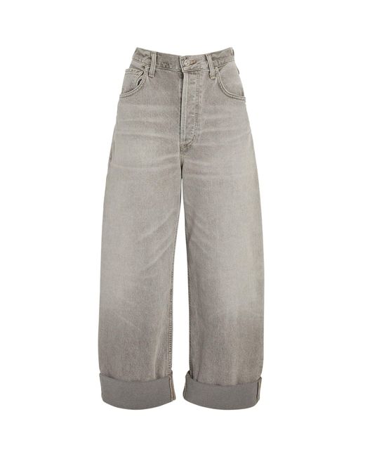 Citizens of Humanity Gray Ayla Mid-rise Wide-leg Jeans