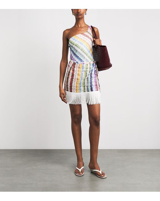Missoni White Zigzag One-Shoulder Swimsuit